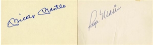 Roger Maris & Mickey Mantle Lot of (2) Signed 3x5 Index Cards